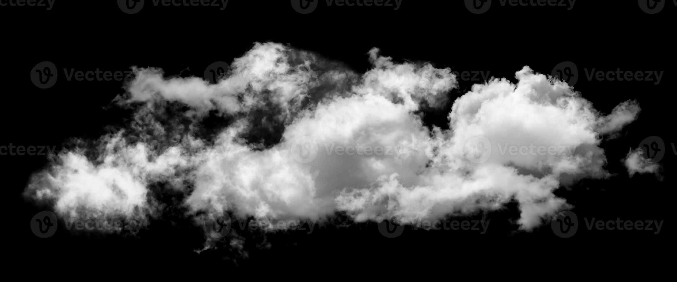 weiße Wolke isoliert auf schwarzem Hintergrund, strukturierter Rauch, Pinseleffekt foto