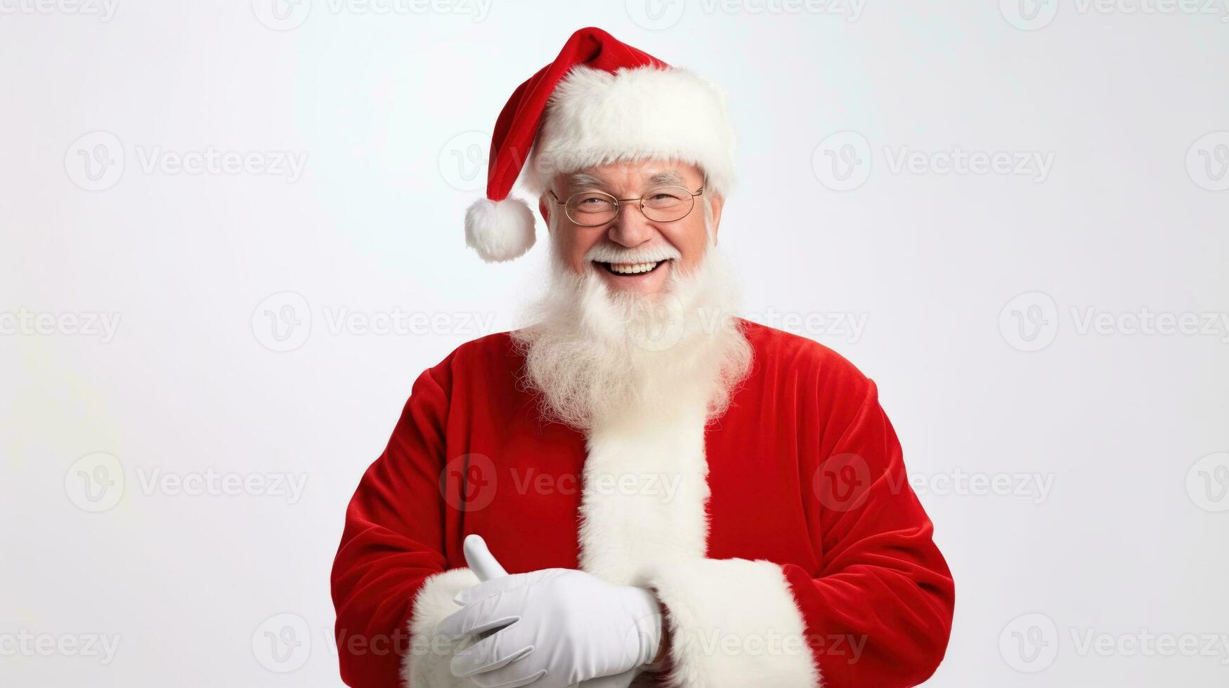 ai generiert ausdrucksvoll glücklich Santa claus isoliert auf das Weiß Hintergrund foto