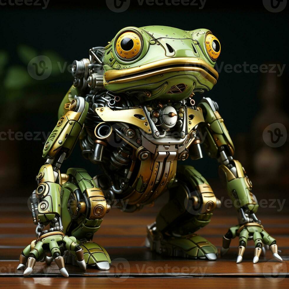 ai generiert 3d Frosch Karikatur Roboter foto