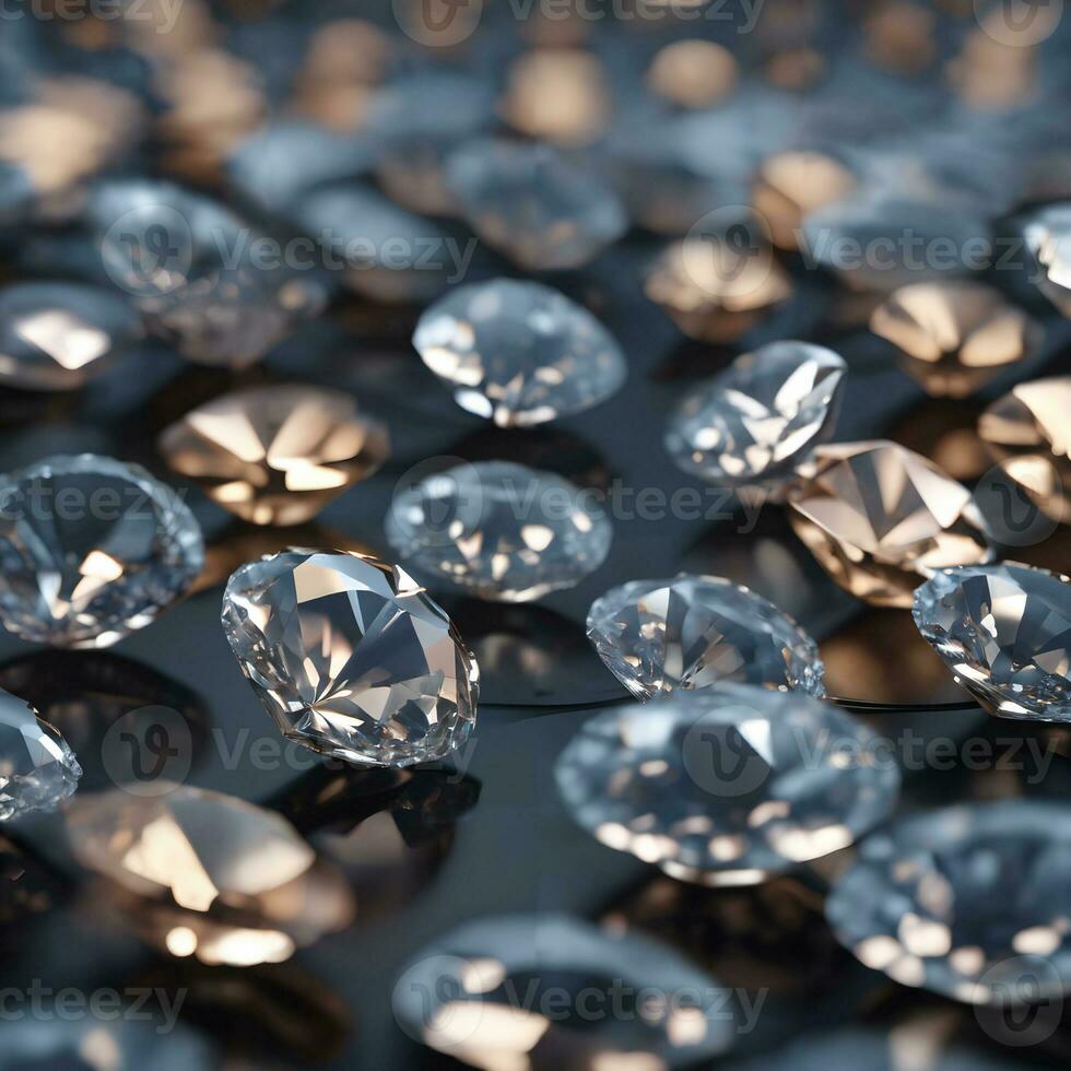 ai generiert ein Gruppe von Diamanten auf ein schwarz Oberfläche. foto