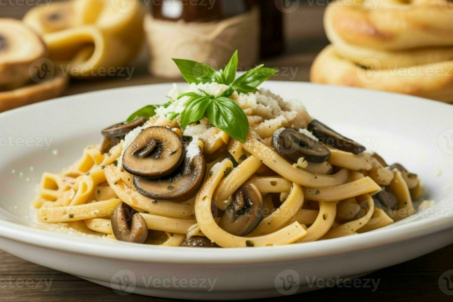 ai generiert Pilz Pasta. Profi Foto