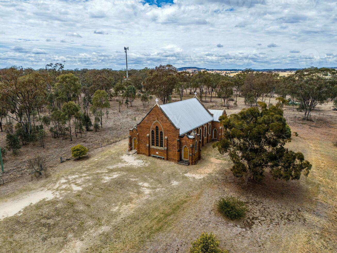 Antenne Aussicht von ein Kirche Gebäude, genommen beim Delungra, nsw, Australien foto