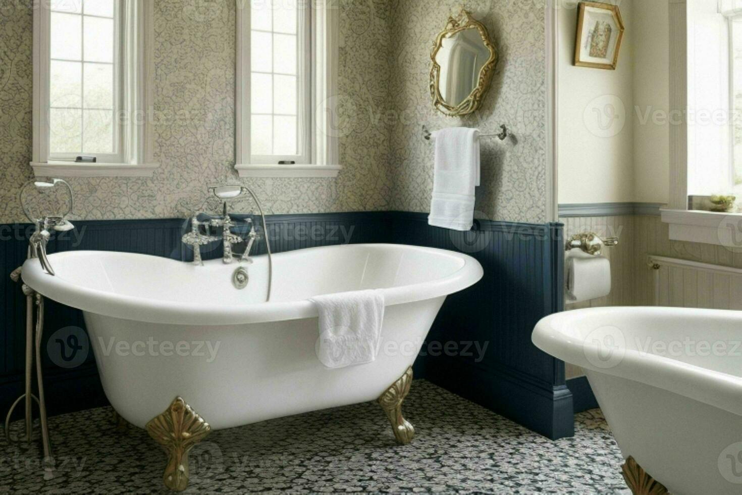 ai generiert viktorianisch Stil Badezimmer. Profi Foto