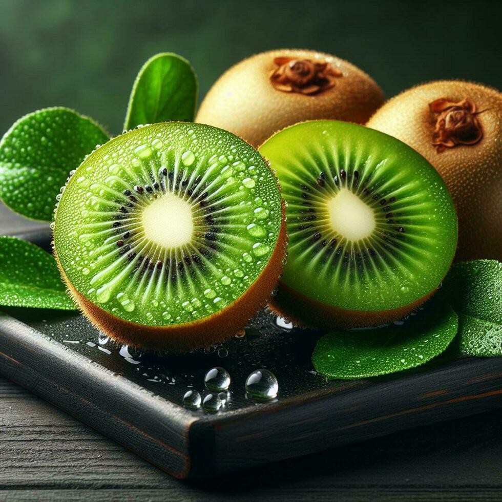 ai generiert reif Kiwi, Scheibe Kiwi Obst foto