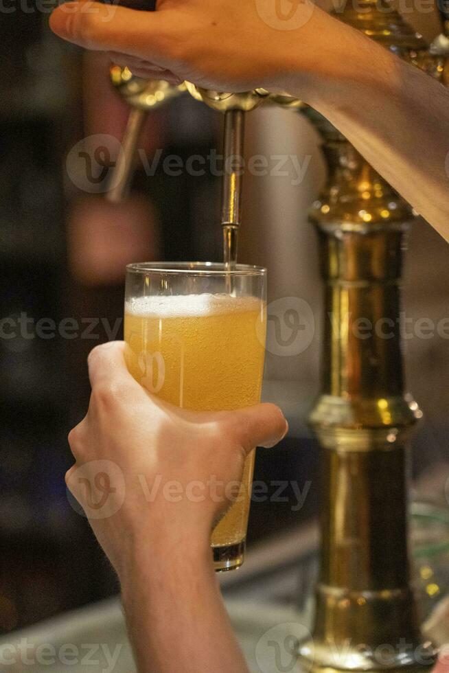 Portion ein Glas von Bier foto