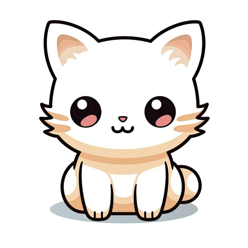 ai generiert süß kawaii Katze Clip Art Symbol Weiß Hintergrund. ai generiert foto