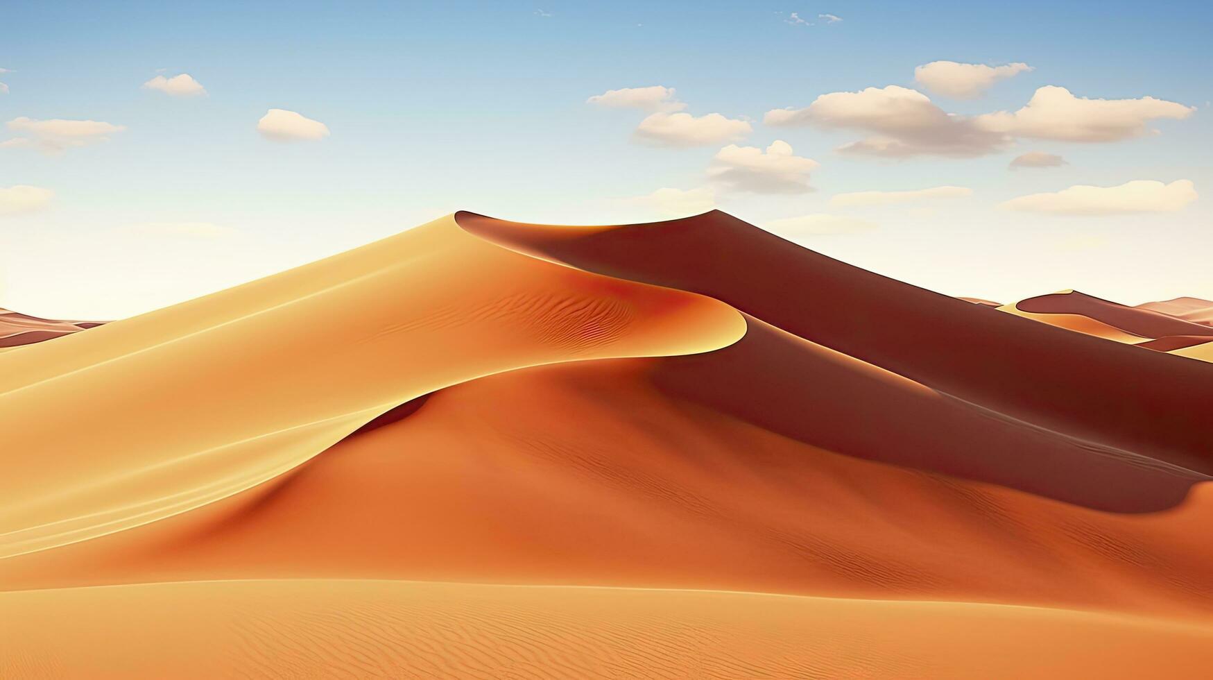 ai generiert Wüste mit magisch Sand und Dünen wie Inspiration zum exotisch Abenteuer im trocken Klimazonen. ai generiert. foto