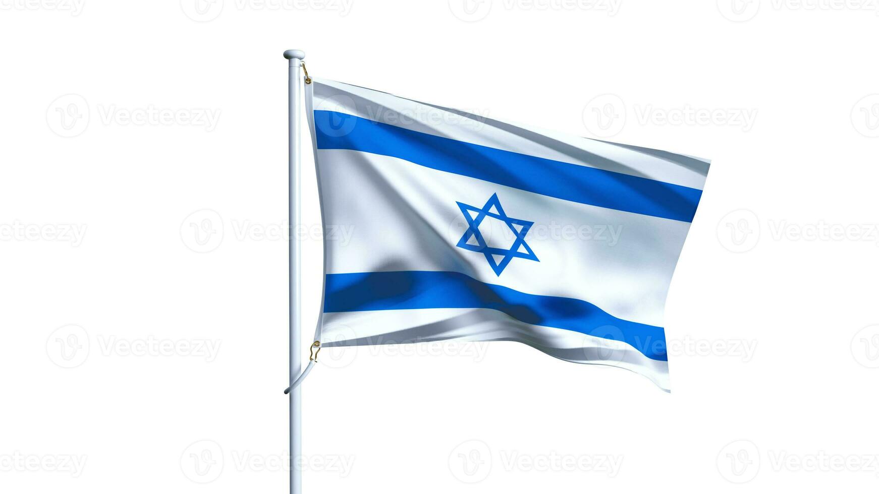 winken Flagge von Israel isoliert auf Weiß Hintergrund. 3d machen foto