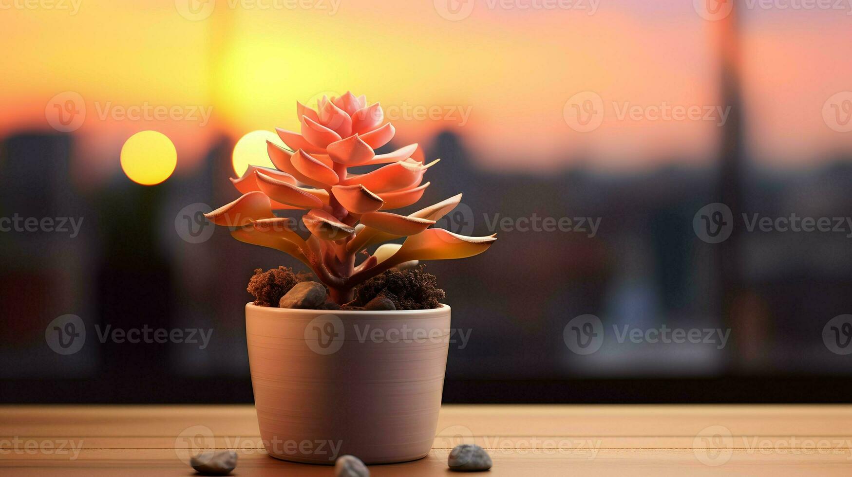 ai generiert Blume Topf auf ein Büro Schreibtisch, saftig Kaktus Vase, generativ ai foto