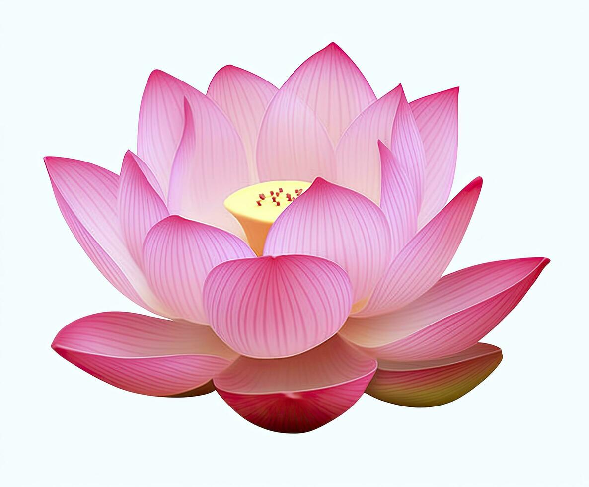 ai generiert Lotus Blume auf Weiß Hintergrund. ai generiert foto