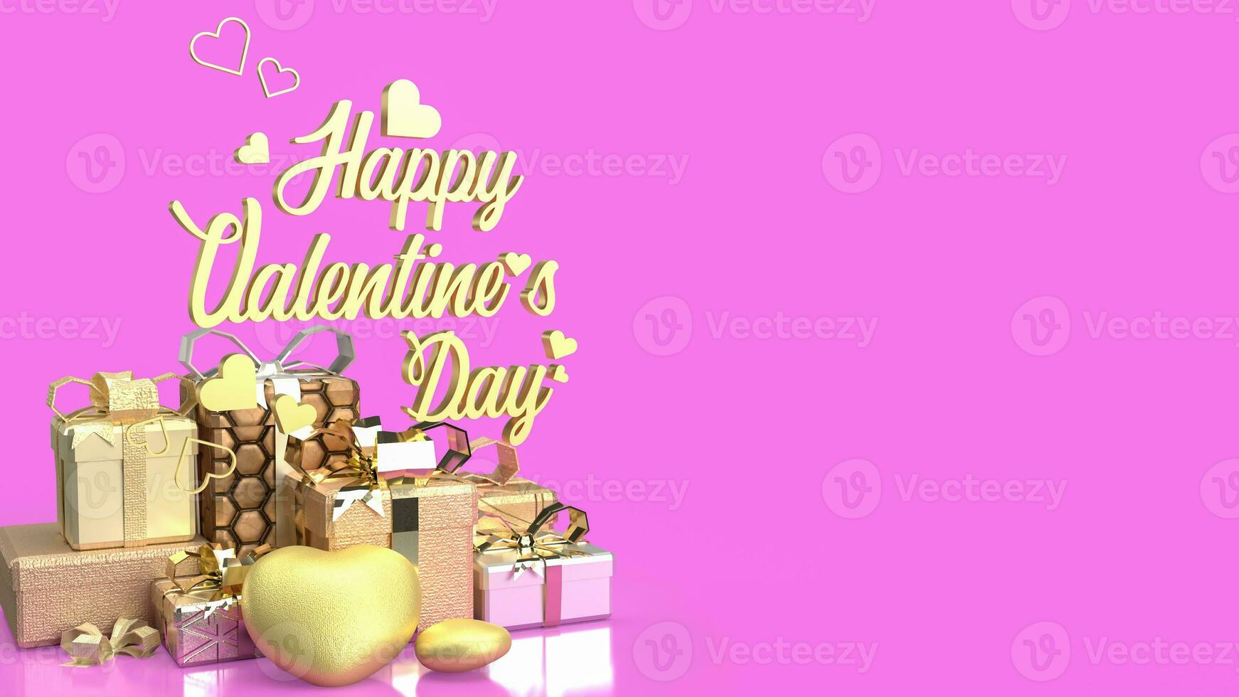das Gold Geschenk Box zum Valentinstag Tag Konzept 3d Rendern foto
