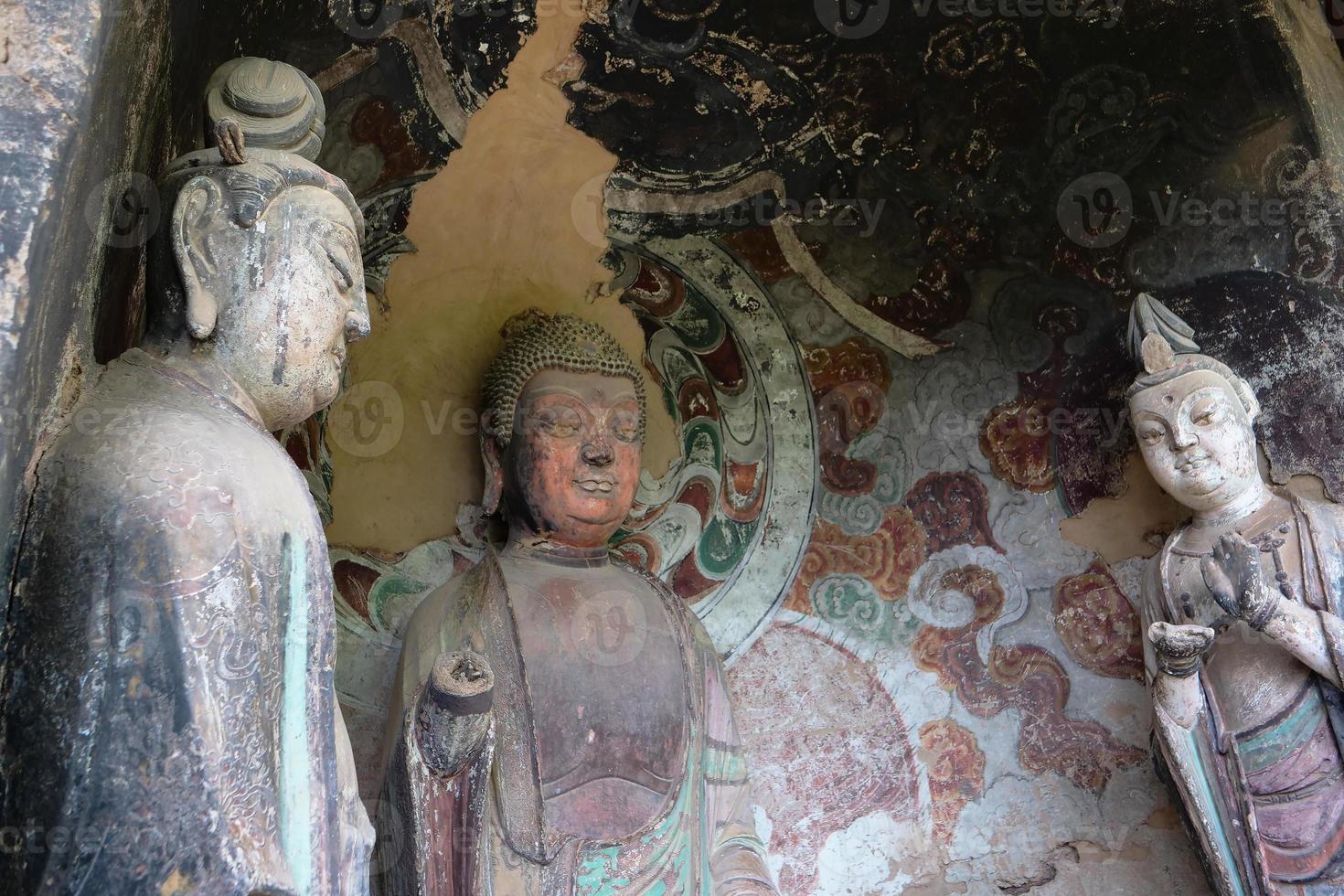 Maijishan-Höhlen-Tempel-Komplex in der Stadt Tianshui, Provinz Gansu, China. foto