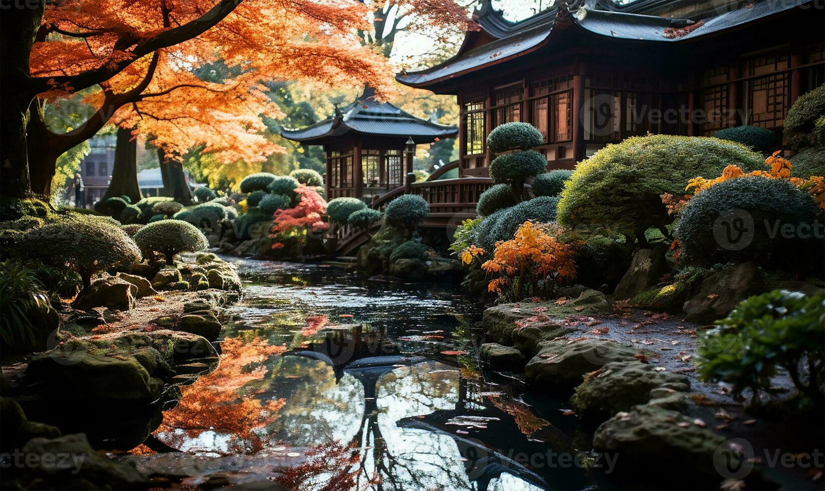 ai generiert hell Farben im Garten foto