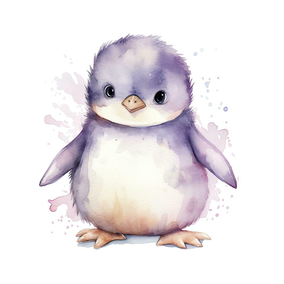 ai generiert Aquarell Fantasie Baby Pinguin Clip Kunst isoliert Weiß Hintergrund. ai generiert foto