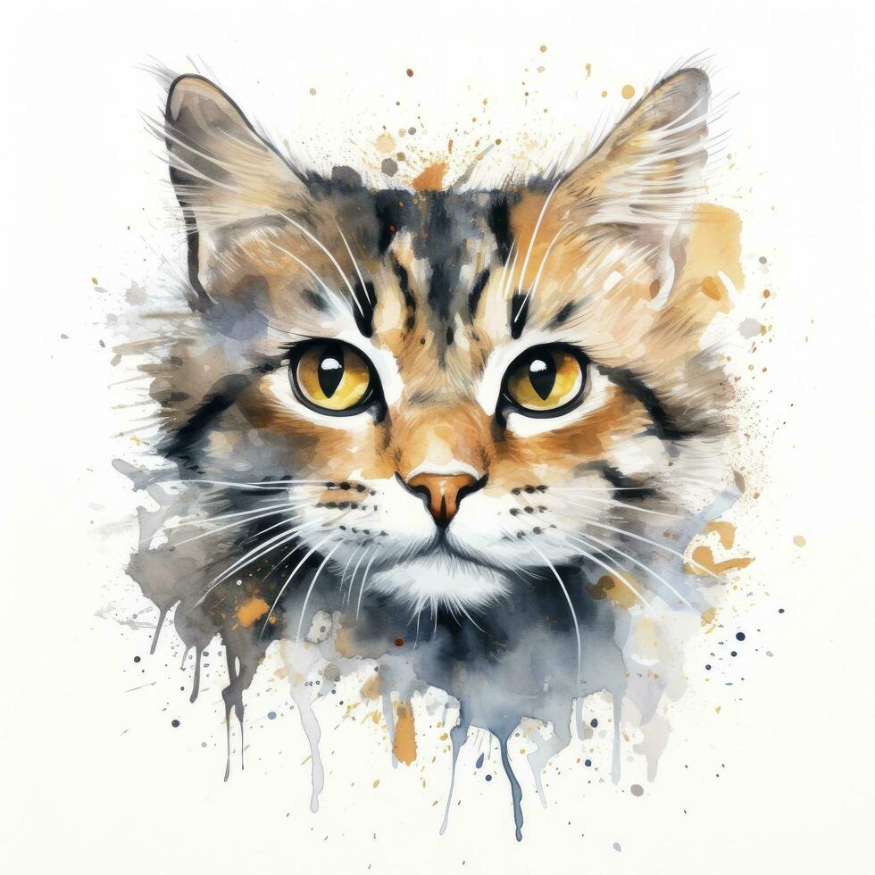 ai generiert Aquarell Katze Clip Kunst auf Weiß Hintergrund. ai generiert foto