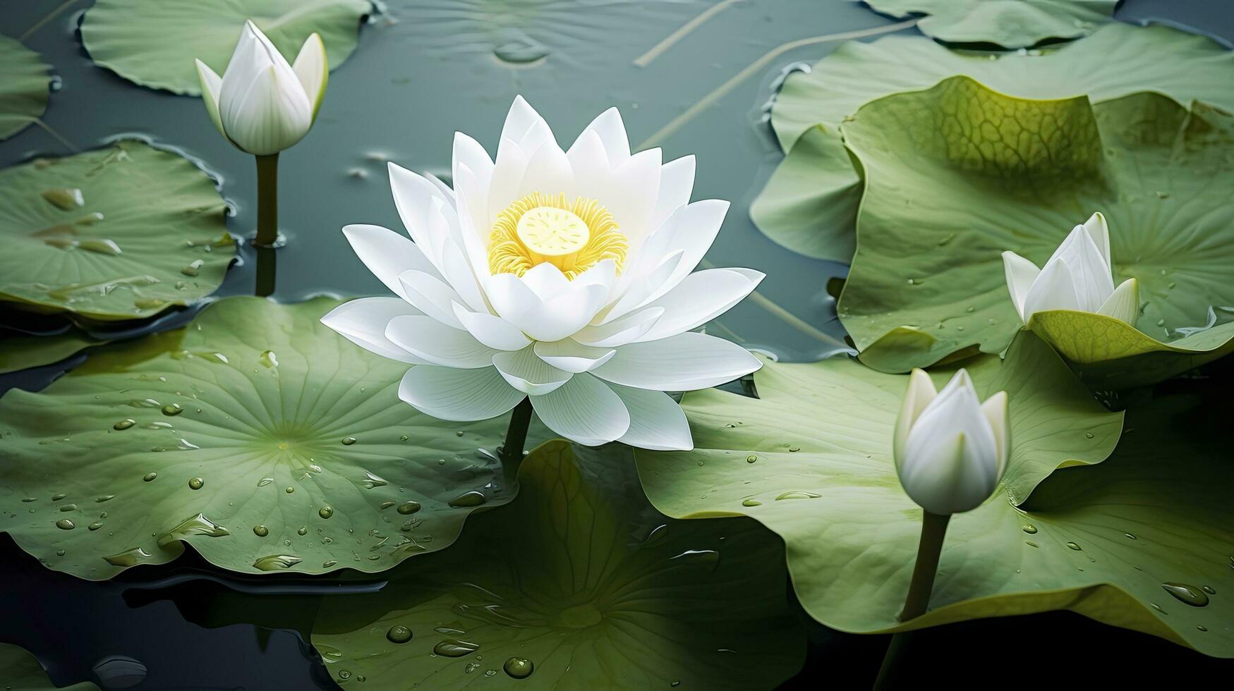 ai generiert Weiß Lotus Blume im Wasser. ai generiert foto