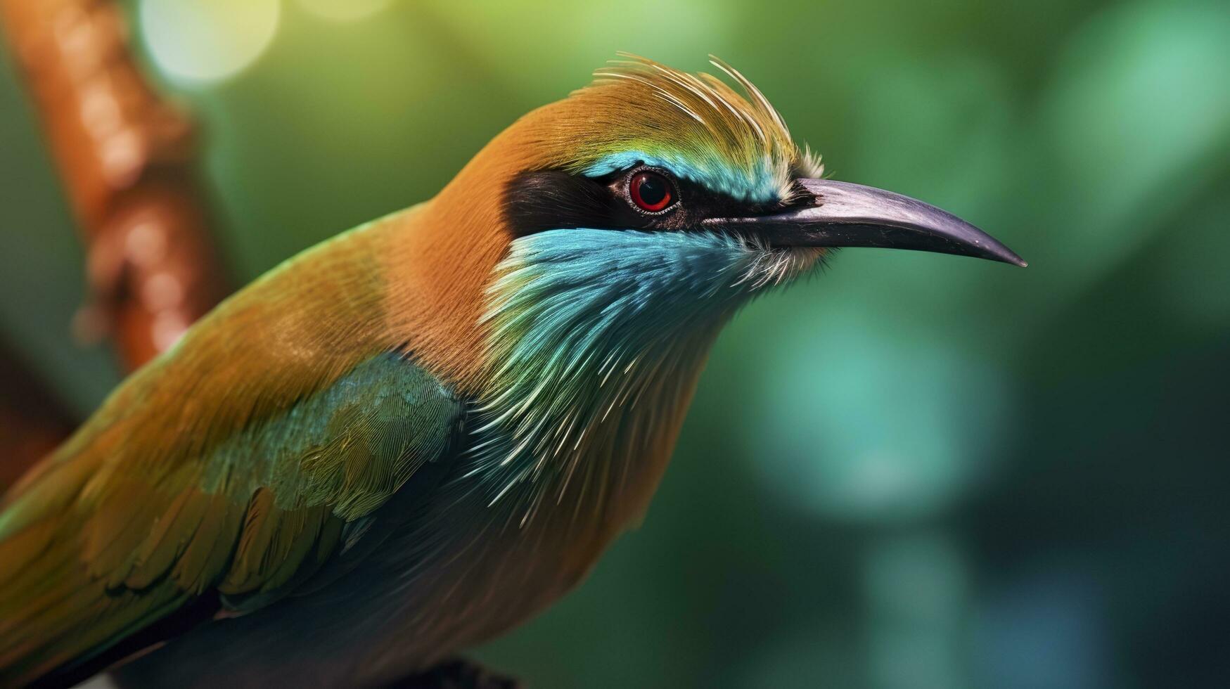 ai generiert Türkis brauen motmot im beschwingt Farben. generativ ai foto