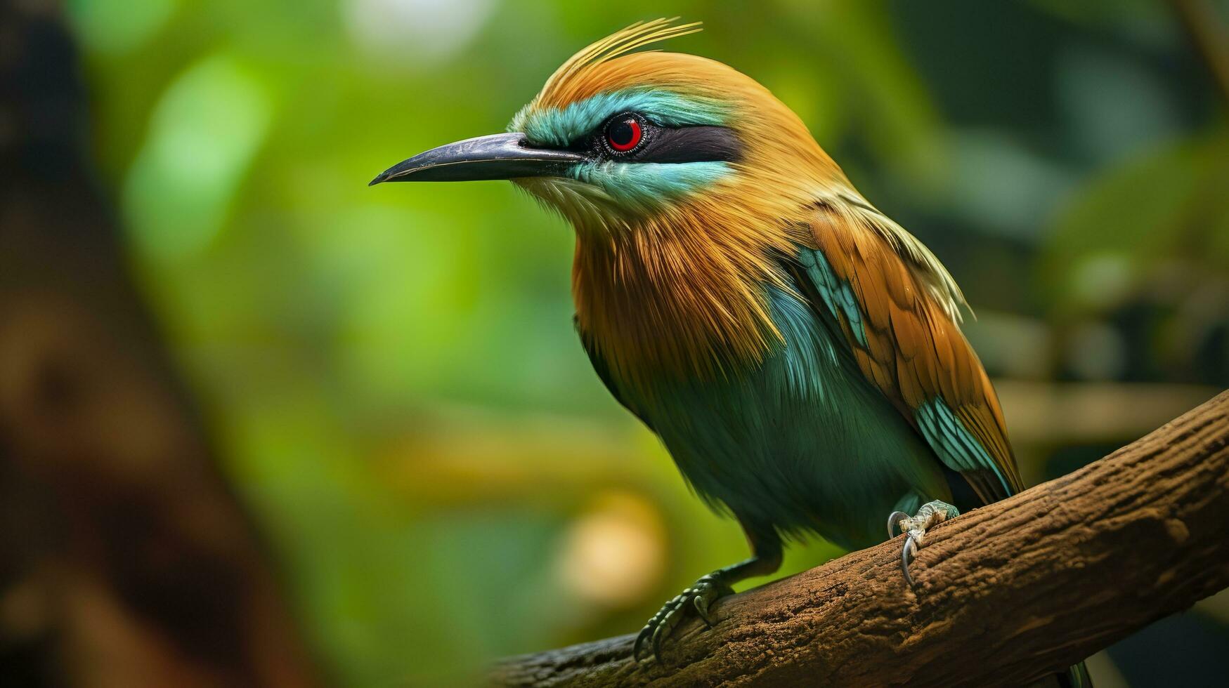 ai generiert Türkis brauen motmot im beschwingt Farben. generativ ai foto