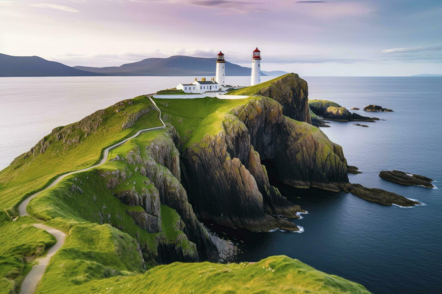 ai generiert Skye Insel Nest Punkt Leuchtturm im Hochland. ai generiert foto