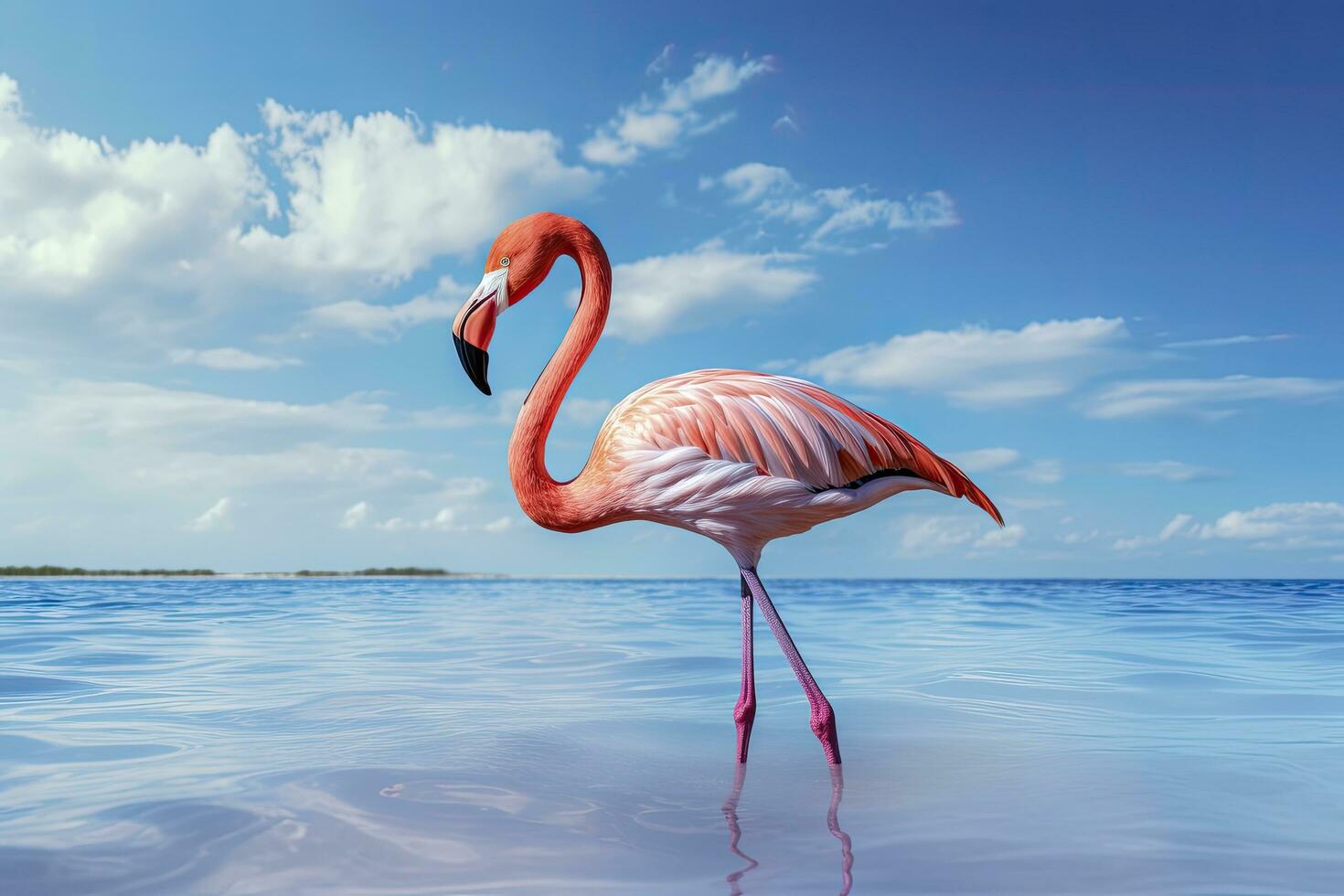 ai generiert Rosa Flamingo im das Wasser. ai generiert foto