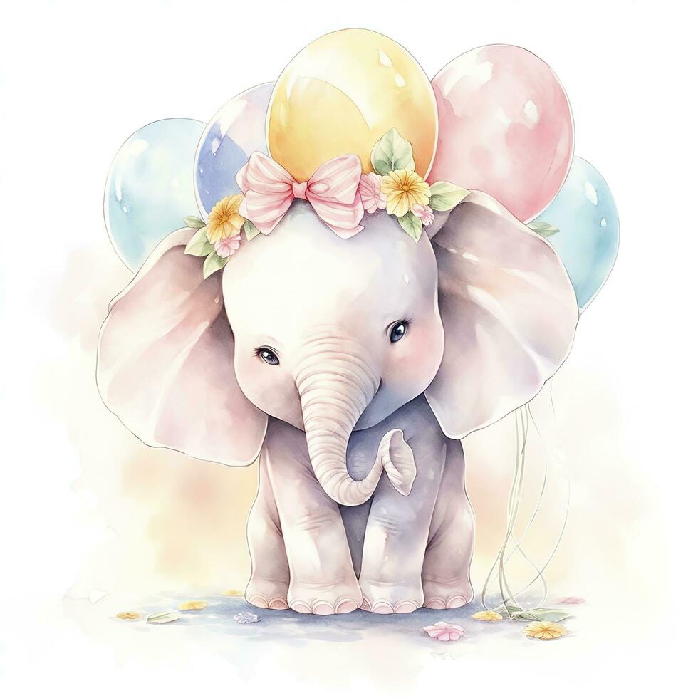 ai generiert Aquarell Baby Elefant. ai generiert foto