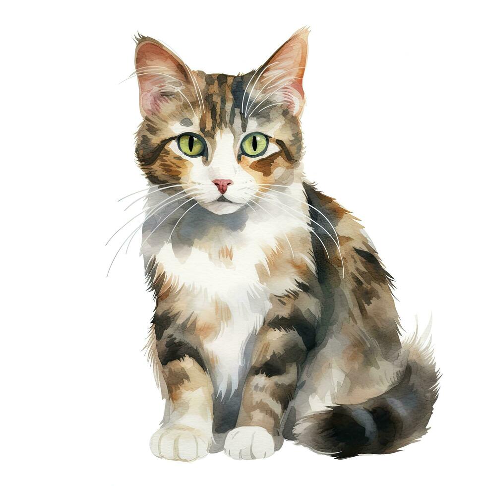 ai generiert Aquarell Katze Clip Kunst auf Weiß Hintergrund. ai generiert foto