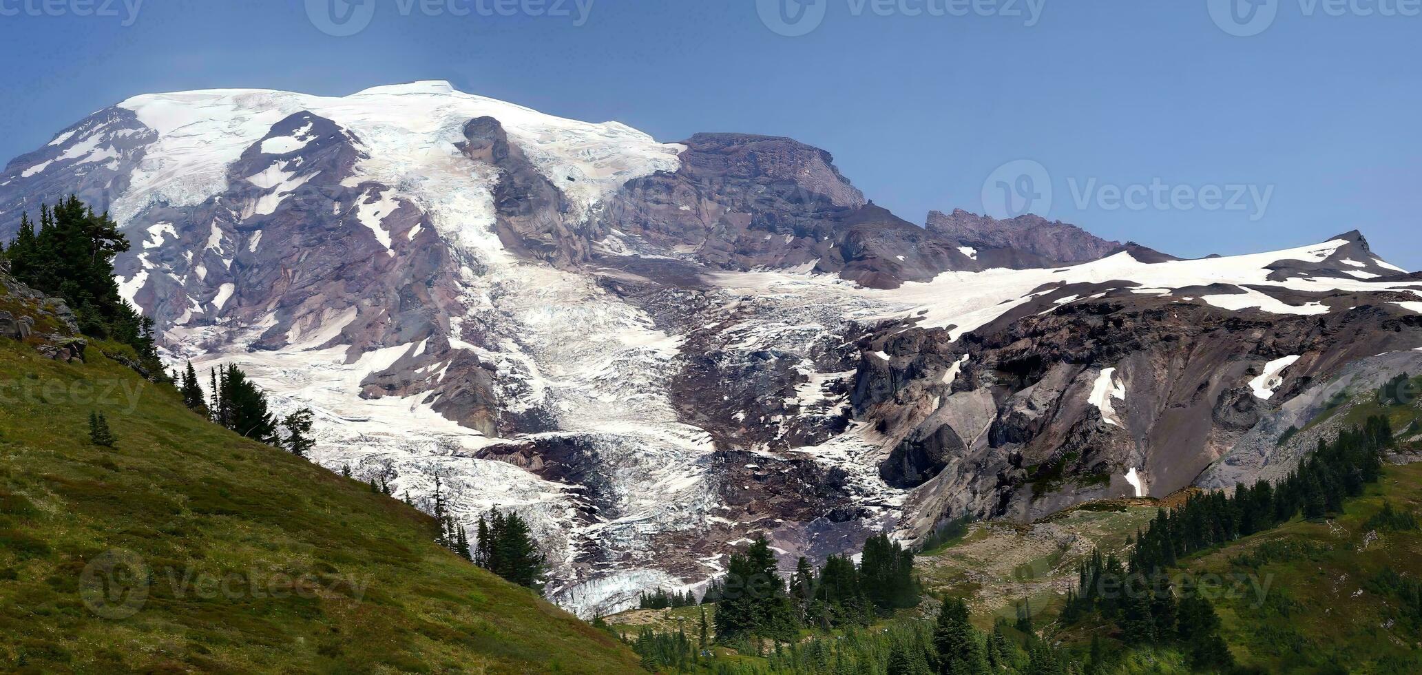 mt. regnerischer, mit Nadelbaum Wald foto