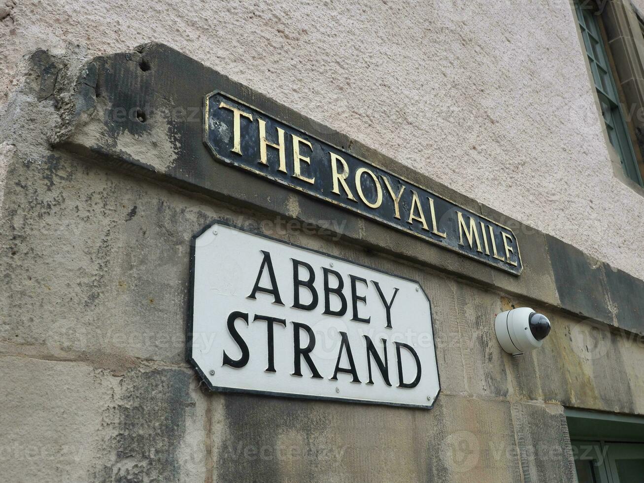 das königlich Meile und Abtei Strand Straße Zeichen im Edinburgh foto