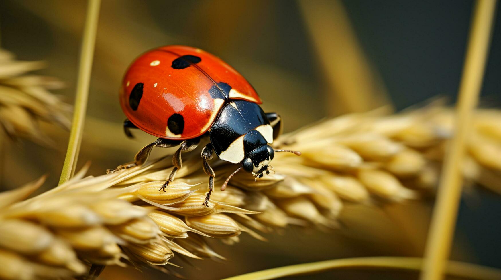 ai generiert Marienkäfer auf Blatt foto