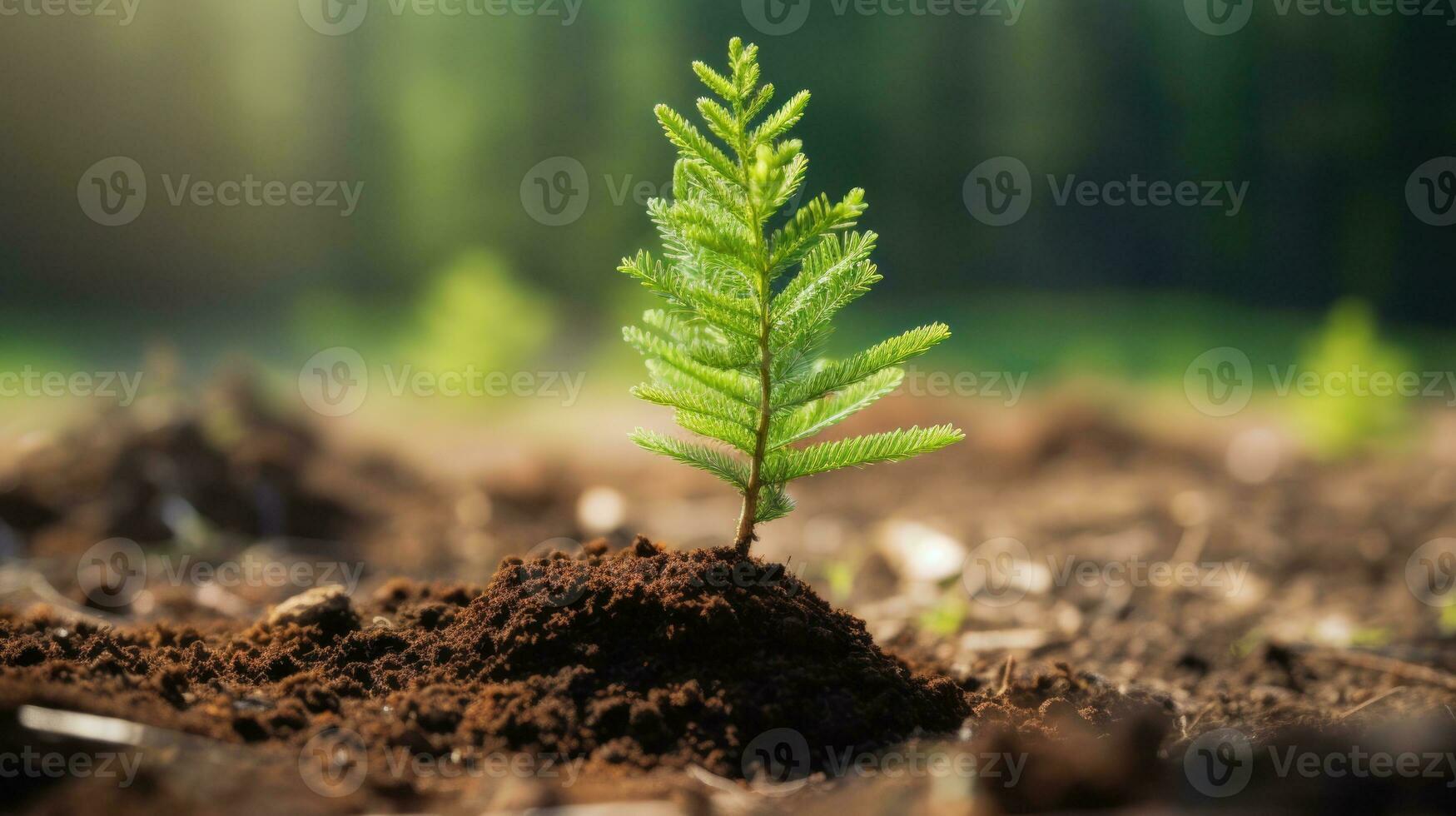 ai generiert ein jung Baum sprießen von das Boden, symbolisieren Wachstum und Neu Anfänge. generativ ai foto