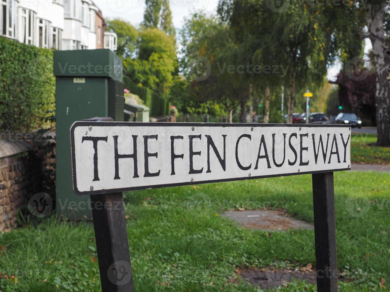 Das Fen Causeway-Schild in Cambridge foto