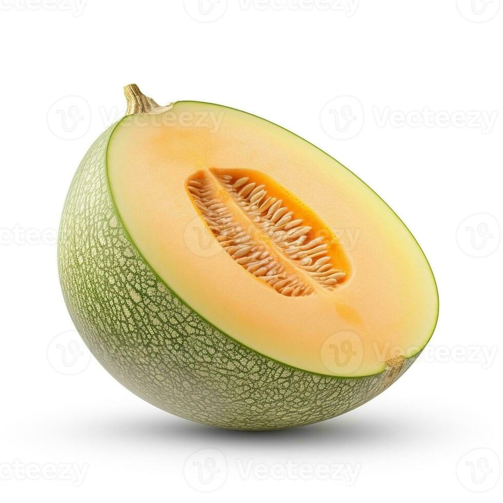ai generiert Melone auf Weiß Hintergrund. frisch Früchte. gesund Essen Konzept foto
