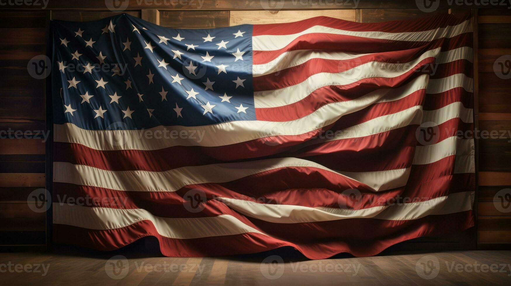 ai generiert wellig amerikanisch Flagge, Unabhängigkeit Tag Hintergrund. generativ ai foto