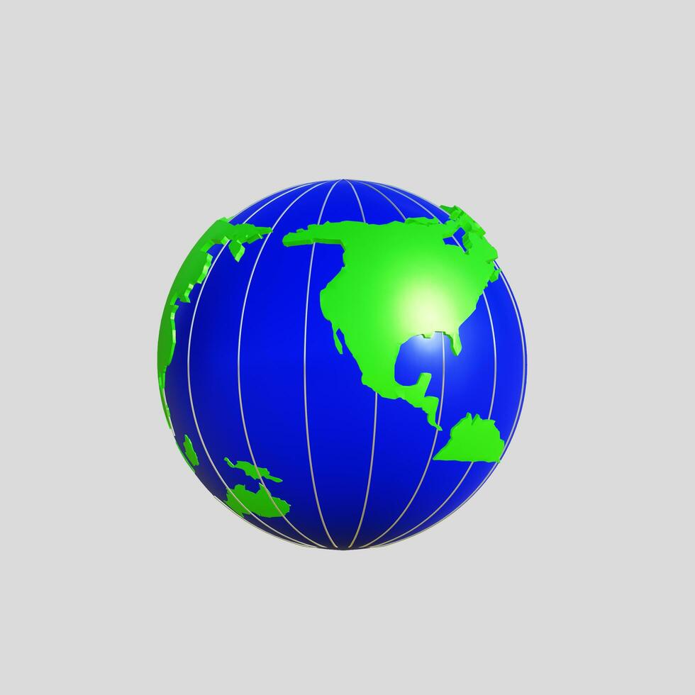 Globus Blau Grün auf Weiß Hintergrund foto