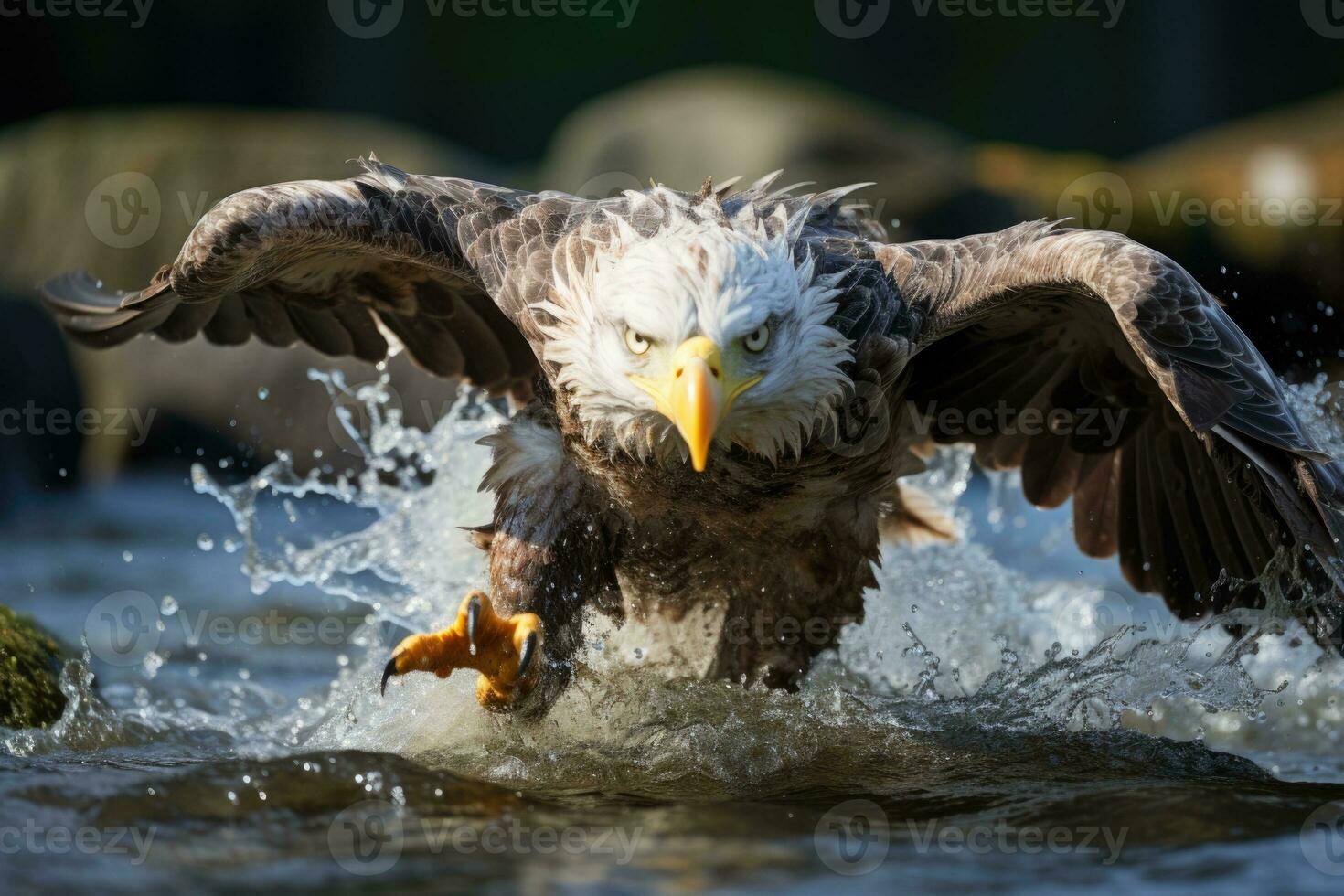 ai generiert realistisch Adler schön Meer bereit Jagd Fisch generativ ai foto