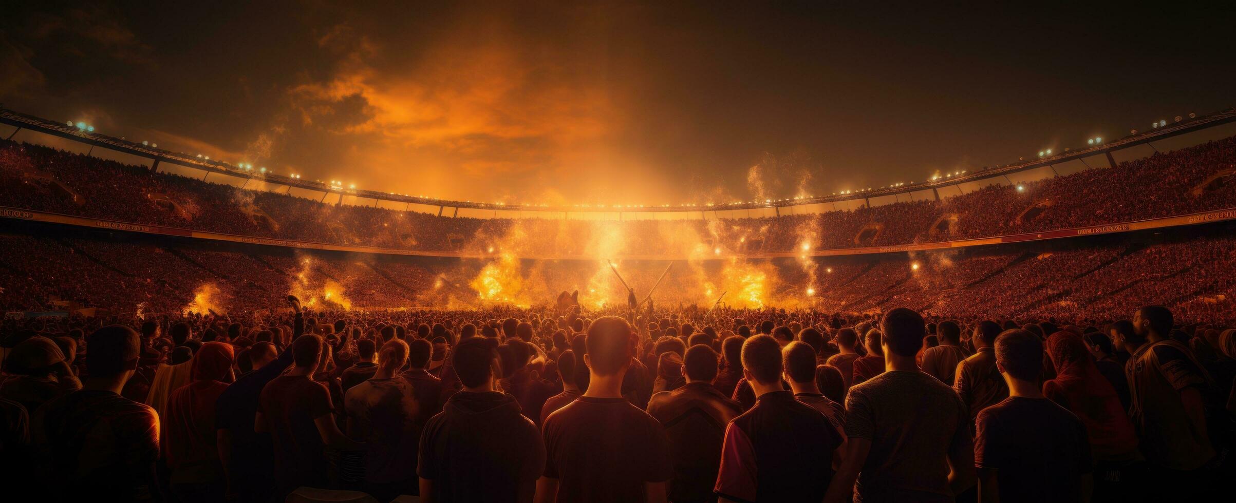 ai generiert ein Gruppe von Fußball Fans im ein Stadion, foto