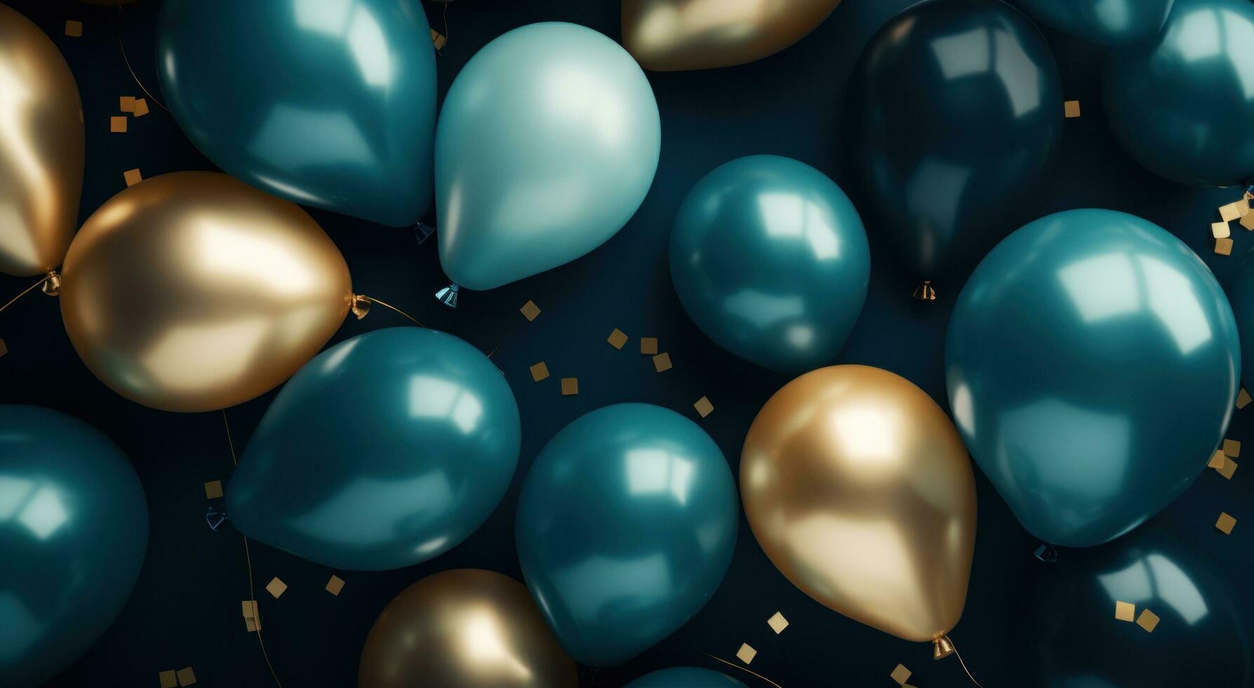 ai generiert elegant Blau und Gold Luftballons foto