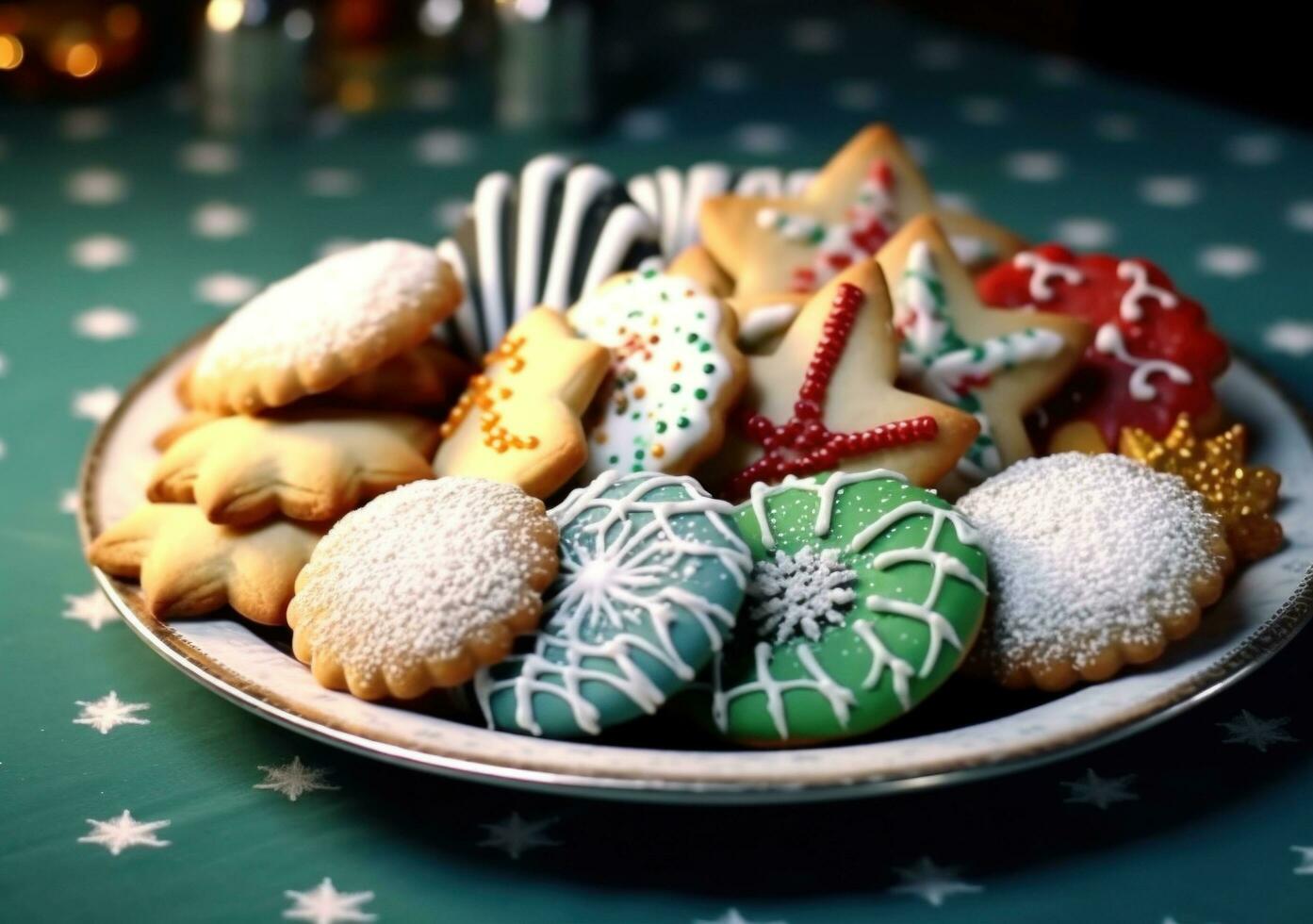 ai generiert Weihnachten Plätzchen Sammlung foto