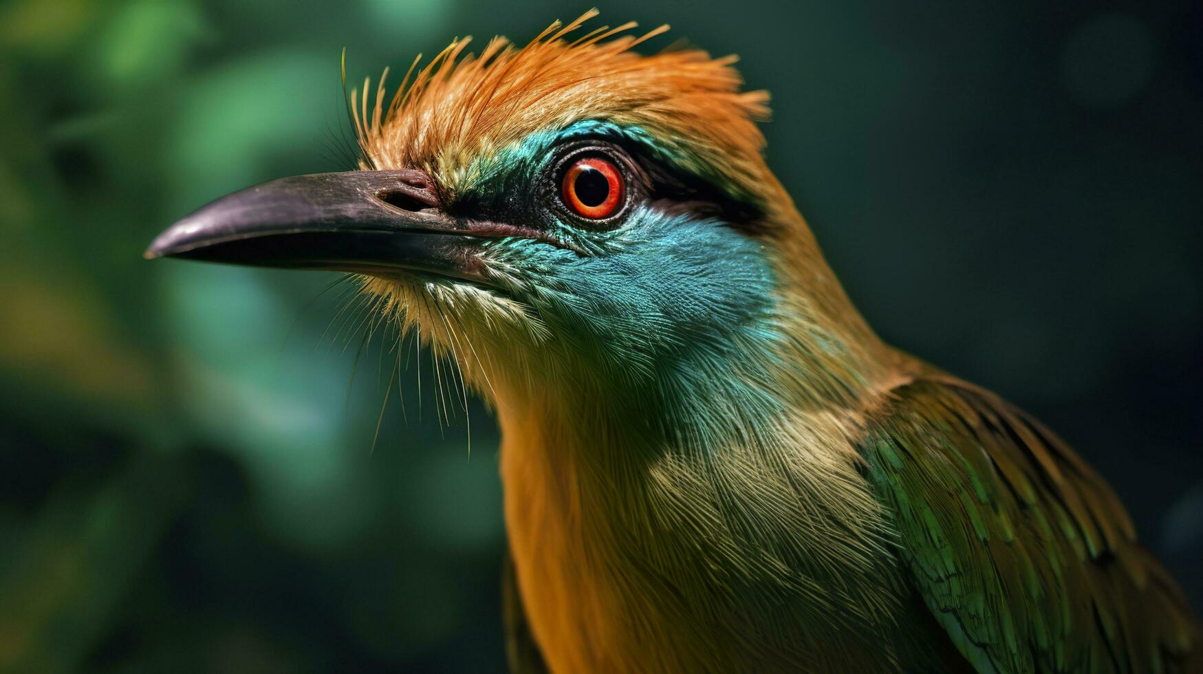 ai generiert Türkis brauen motmot im beschwingt Farben. generativ ai foto