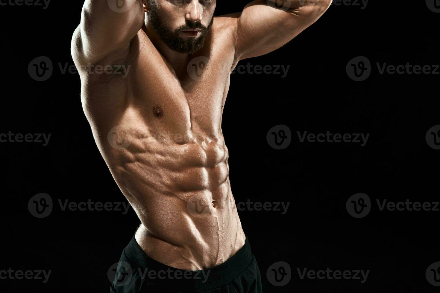 muskulös Bodybuilder Kerl tun posieren foto