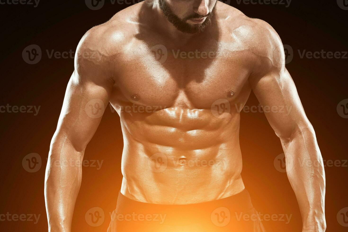 muskulös Bodybuilder Kerl tun posieren foto
