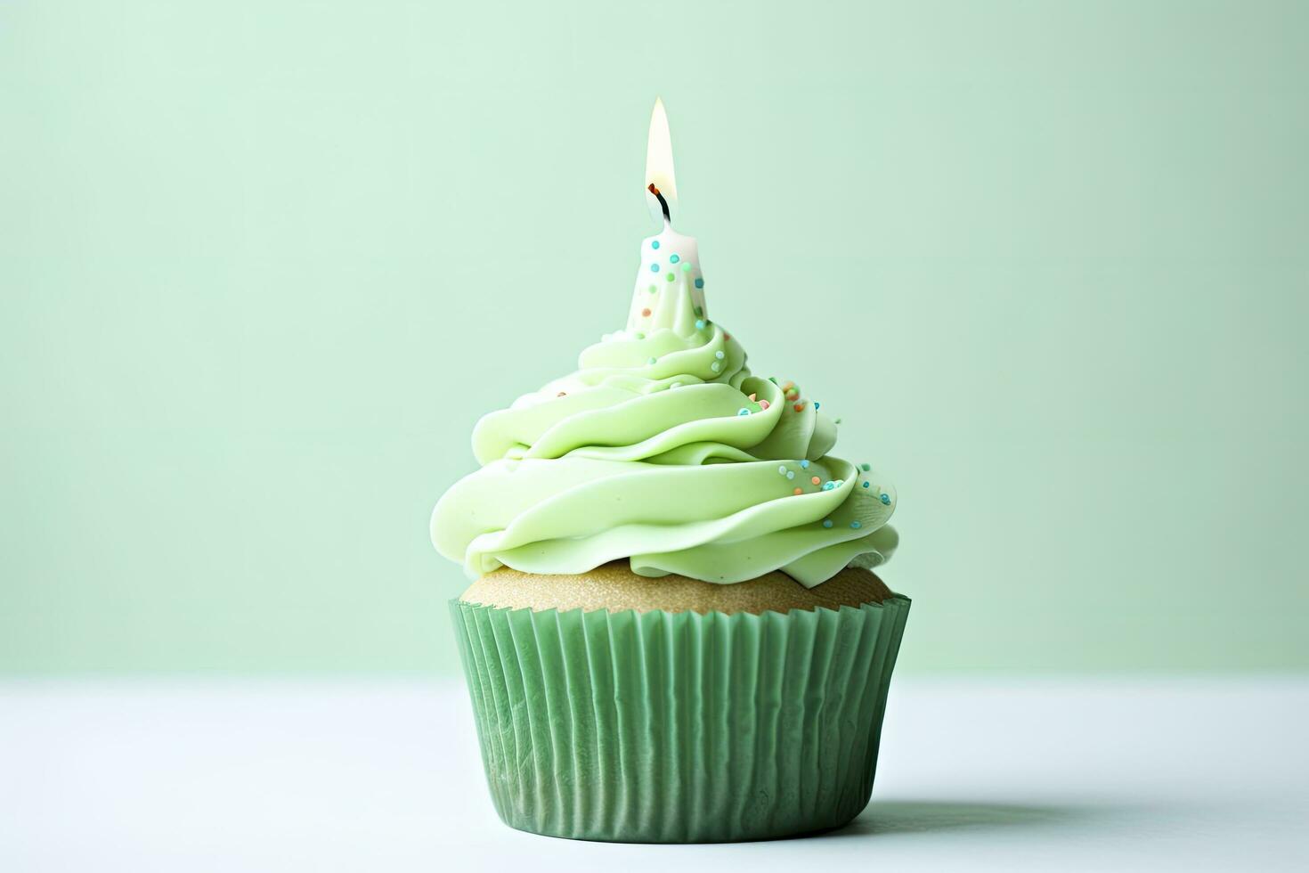 ai generiert glücklich Geburtstag Cupcake mit Kerze. ai generiert foto