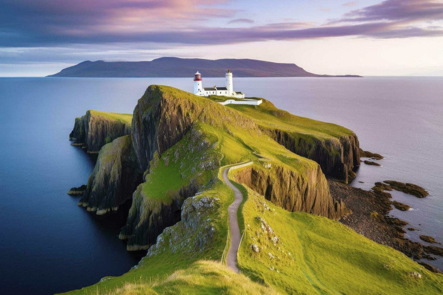 ai generiert Skye Insel Nest Punkt Leuchtturm im Hochland. ai generiert foto