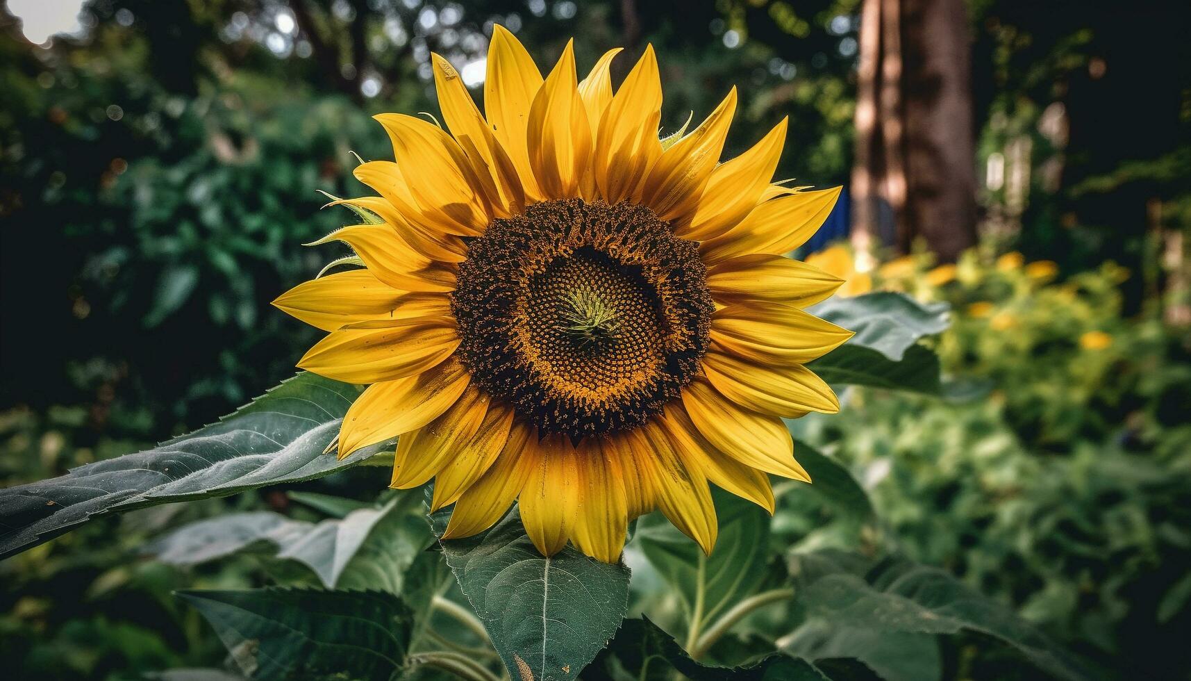 ai generiert Sonnenblume, Natur Gelb Schönheit, Blüten im das beschwingt Sommer- Wiese generiert durch ai foto