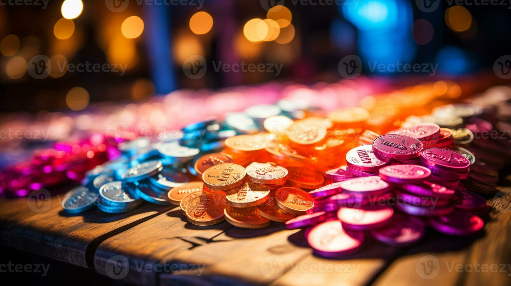 ai generiert Valentinstag Tag Hintergrund mit Herz geformt Süßigkeiten und Tasse von Tee. foto