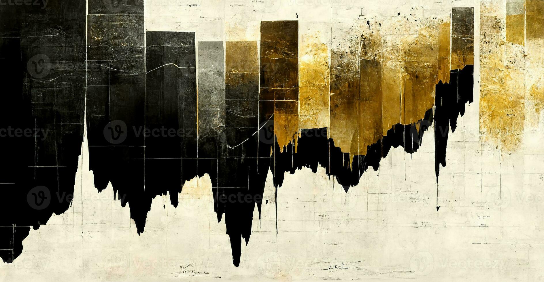 ai generiert generativ ai, schwarz und golden Aquarell abstrakt Lager Markt Diagramme gemalt Hintergrund. Tinte schwarz Straße Graffiti Kunst auf ein texturiert Papier Jahrgang Hintergrund, wäscht und Bürste Schlaganfälle foto