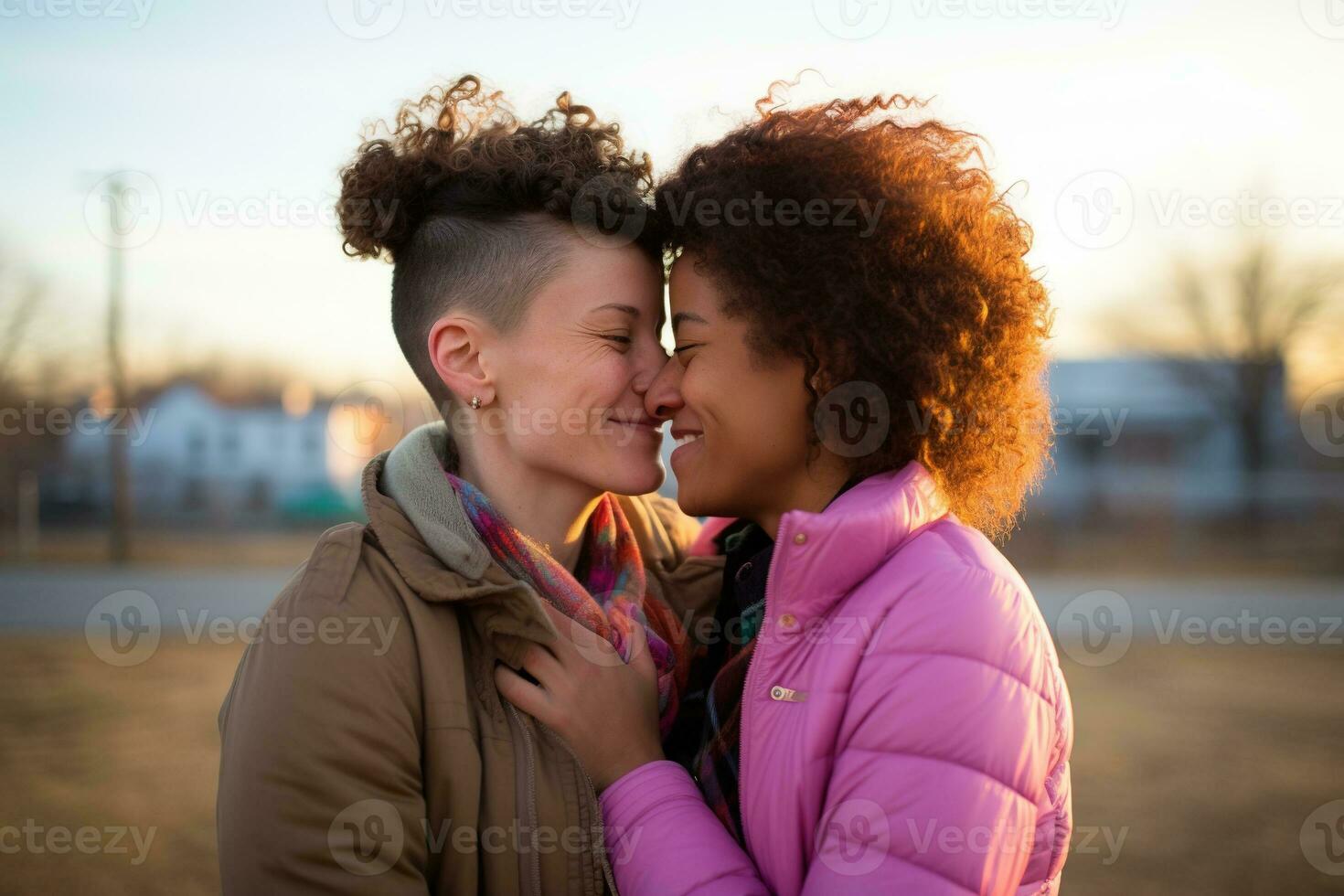 ai generiert lgbt Lesben Paar Liebe Momente Glück.LGBT Beziehung Konzept foto