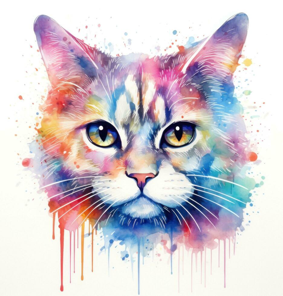 ai generiert Aquarell Katze Illustration drucken foto