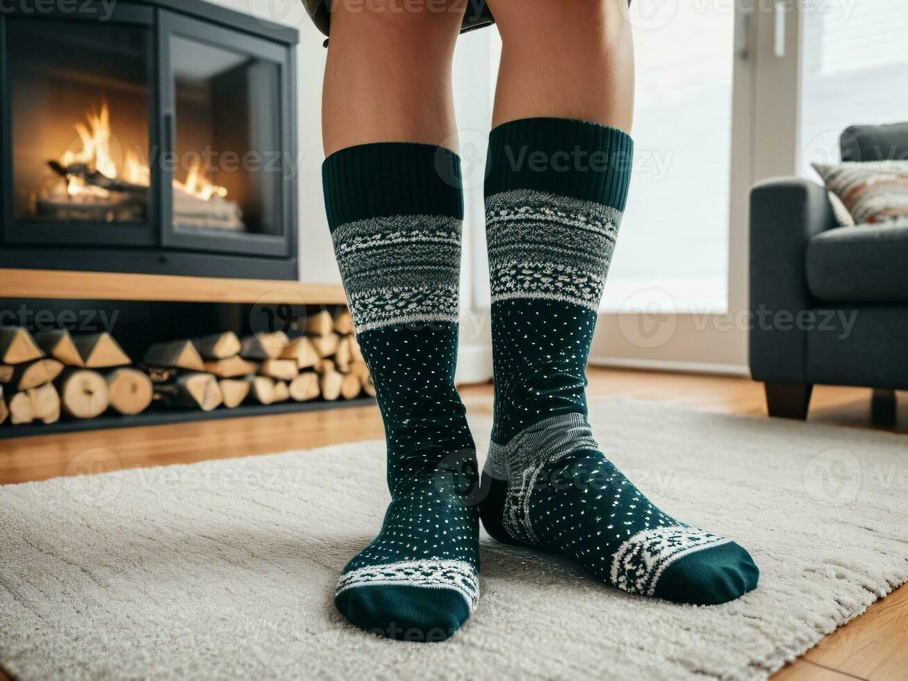 ai generiert gemütlich oben im Stil mit Winter Socken. ai generiert. foto