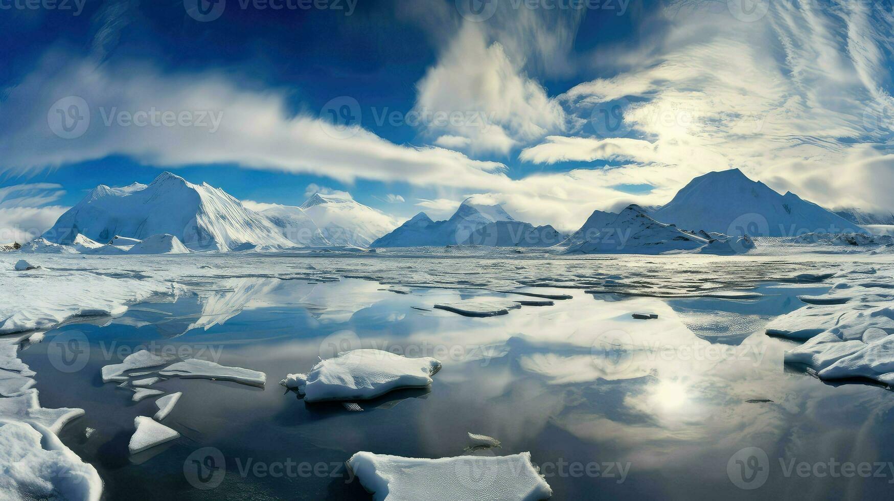 ai generiert Pinguine Antarktis Tundra Landschaft foto